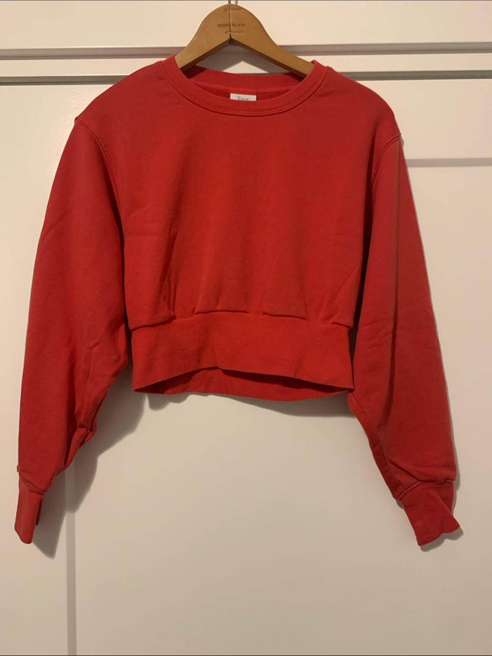 TNA Cropped Fleece Crew Neck Sweatshirt Red Size 2 XS